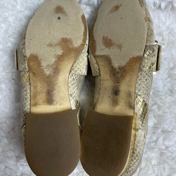 Michael Kors leather snake embossed metallic gold slip on loafers Size 7M - Picture 9 of 10
